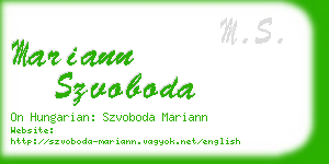 mariann szvoboda business card